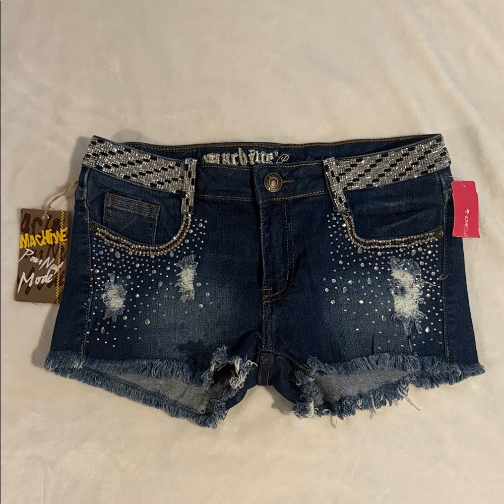 Love Culture Dark Blue Jean Shorts with Silver Details